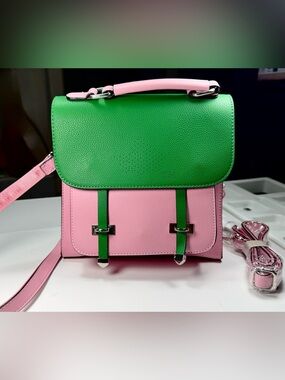 Alpha Kappa Alpha AKA Sorority Ivy Trademark Purse / Satchel Faux Leather (Read)